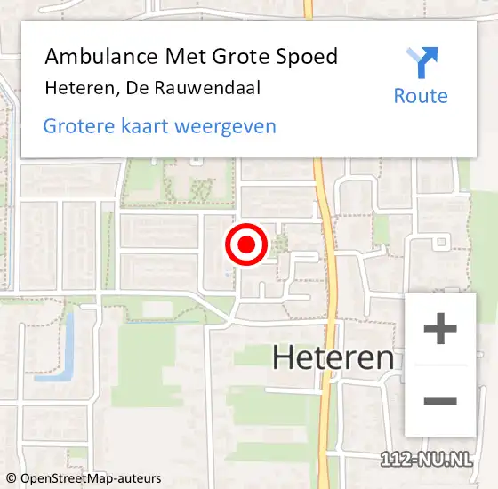 Locatie op kaart van de 112 melding: Ambulance Met Grote Spoed Naar Heteren, De Rauwendaal op 25 februari 2022 12:34