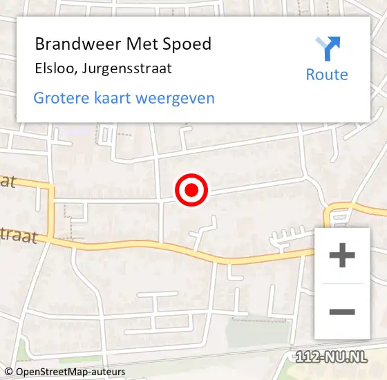 Locatie op kaart van de 112 melding: Brandweer Met Spoed Naar Elsloo, Jurgensstraat op 25 februari 2022 12:35