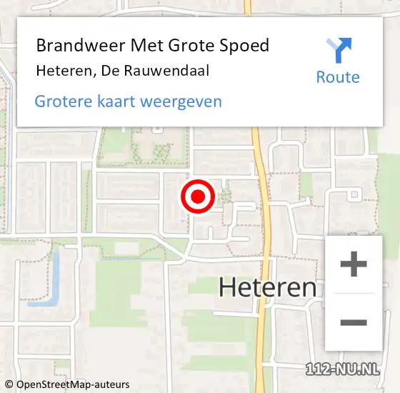 Locatie op kaart van de 112 melding: Brandweer Met Grote Spoed Naar Heteren, De Rauwendaal op 25 februari 2022 12:36