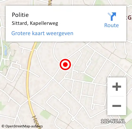 Locatie op kaart van de 112 melding: Politie Sittard, Kapellerweg op 25 februari 2022 12:55