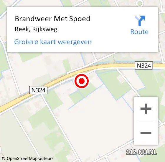 Locatie op kaart van de 112 melding: Brandweer Met Spoed Naar Reek, Rijksweg op 25 februari 2022 13:38