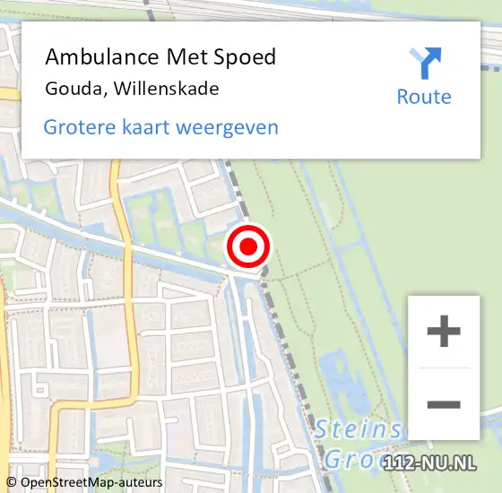 Locatie op kaart van de 112 melding: Ambulance Met Spoed Naar Gouda, Willenskade op 25 februari 2022 14:00