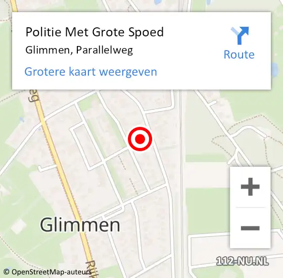 Locatie op kaart van de 112 melding: Politie Met Grote Spoed Naar Glimmen, Parallelweg op 25 februari 2022 14:16