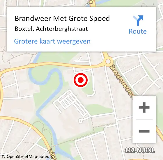 Locatie op kaart van de 112 melding: Brandweer Met Grote Spoed Naar Boxtel, Achterberghstraat op 25 februari 2022 14:16