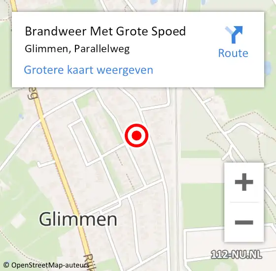 Locatie op kaart van de 112 melding: Brandweer Met Grote Spoed Naar Glimmen, Parallelweg op 25 februari 2022 14:16