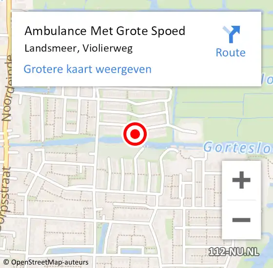 Locatie op kaart van de 112 melding: Ambulance Met Grote Spoed Naar Landsmeer, Violierweg op 25 februari 2022 14:29