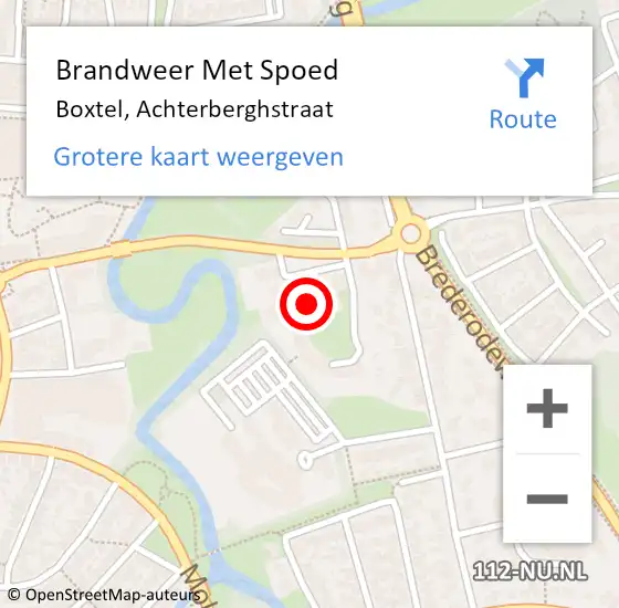 Locatie op kaart van de 112 melding: Brandweer Met Spoed Naar Boxtel, Achterberghstraat op 25 februari 2022 14:42