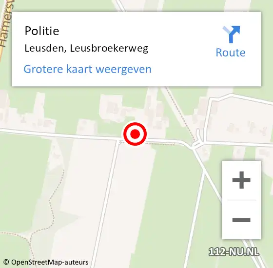 Locatie op kaart van de 112 melding: Politie Leusden, Leusbroekerweg op 25 februari 2022 15:03