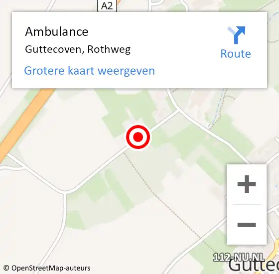 Locatie op kaart van de 112 melding: Ambulance Guttecoven, Rothweg op 9 juli 2014 14:48