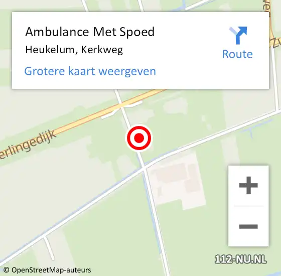 Locatie op kaart van de 112 melding: Ambulance Met Spoed Naar Heukelum, Kerkweg op 25 februari 2022 15:11