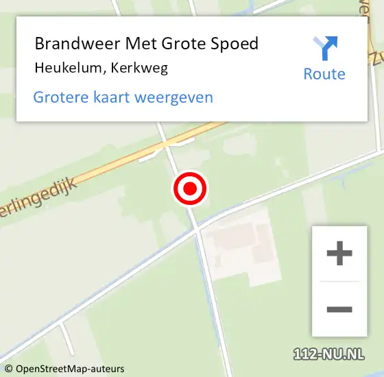 Locatie op kaart van de 112 melding: Brandweer Met Grote Spoed Naar Heukelum, Kerkweg op 25 februari 2022 15:11