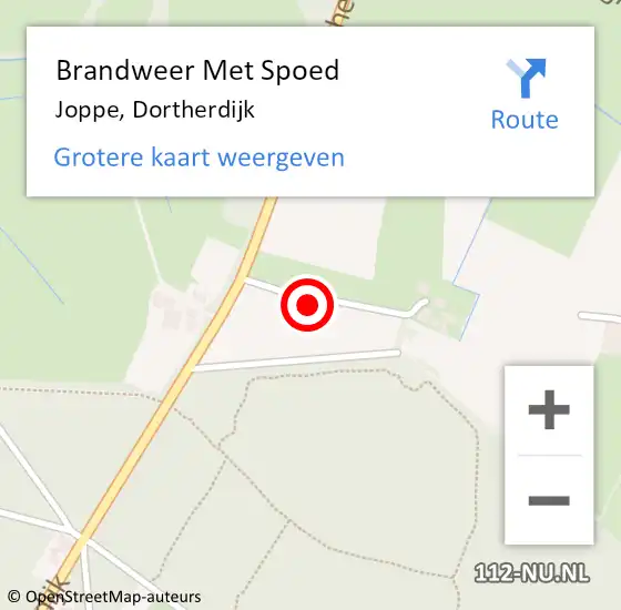 Locatie op kaart van de 112 melding: Brandweer Met Spoed Naar Joppe, Dortherdijk op 25 februari 2022 15:36
