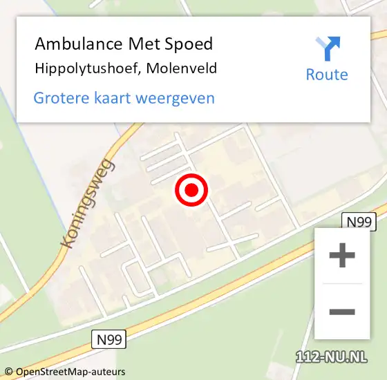 Locatie op kaart van de 112 melding: Ambulance Met Spoed Naar Hippolytushoef, Molenveld op 25 februari 2022 15:42