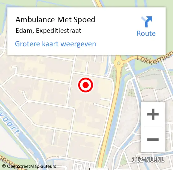 Locatie op kaart van de 112 melding: Ambulance Met Spoed Naar Edam, Expeditiestraat op 25 februari 2022 15:49