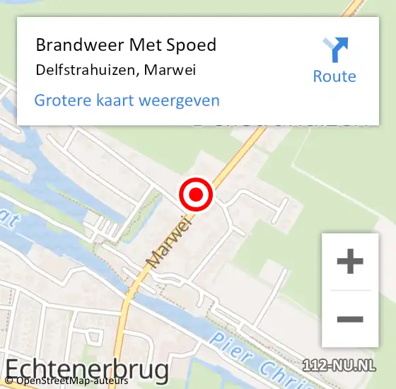 Locatie op kaart van de 112 melding: Brandweer Met Spoed Naar Delfstrahuizen, Marwei op 25 februari 2022 16:05