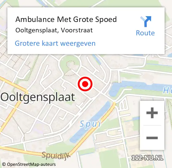 Locatie op kaart van de 112 melding: Ambulance Met Grote Spoed Naar Ooltgensplaat, Voorstraat op 25 februari 2022 16:31