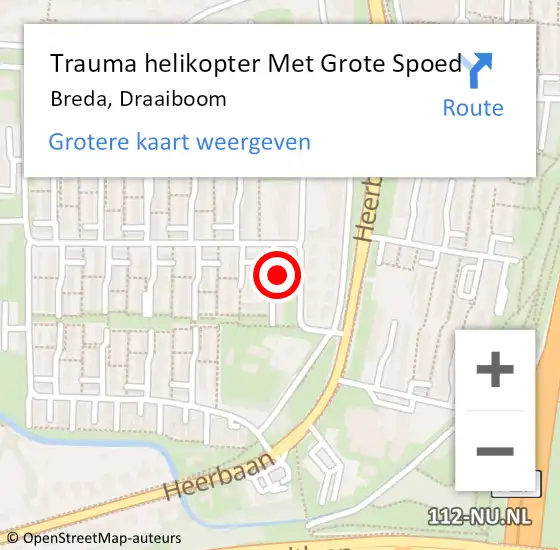 Locatie op kaart van de 112 melding: Trauma helikopter Met Grote Spoed Naar Breda, Draaiboom op 25 februari 2022 16:38