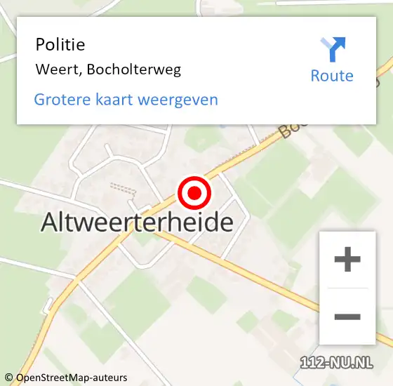 Locatie op kaart van de 112 melding: Politie Weert, Bocholterweg op 25 februari 2022 17:31