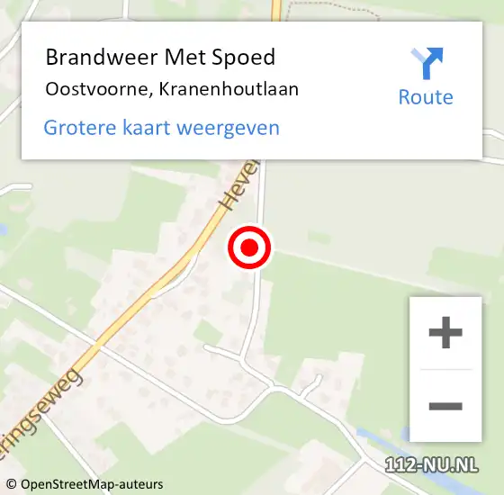 Locatie op kaart van de 112 melding: Brandweer Met Spoed Naar Oostvoorne, Kranenhoutlaan op 9 juli 2014 15:04