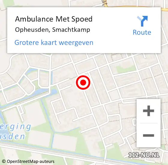 Locatie op kaart van de 112 melding: Ambulance Met Spoed Naar Opheusden, Smachtkamp op 25 februari 2022 17:43