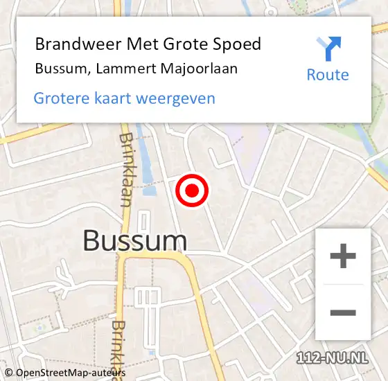 Locatie op kaart van de 112 melding: Brandweer Met Grote Spoed Naar Bussum, Lammert Majoorlaan op 25 februari 2022 18:07