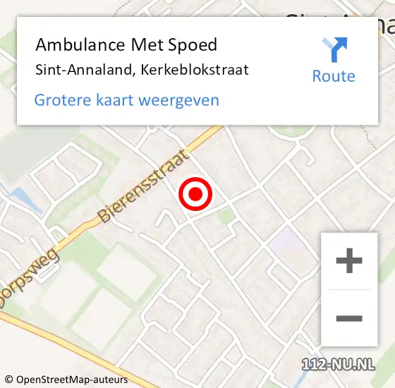 Locatie op kaart van de 112 melding: Ambulance Met Spoed Naar Sint-Annaland, Kerkeblokstraat op 9 juli 2014 15:07