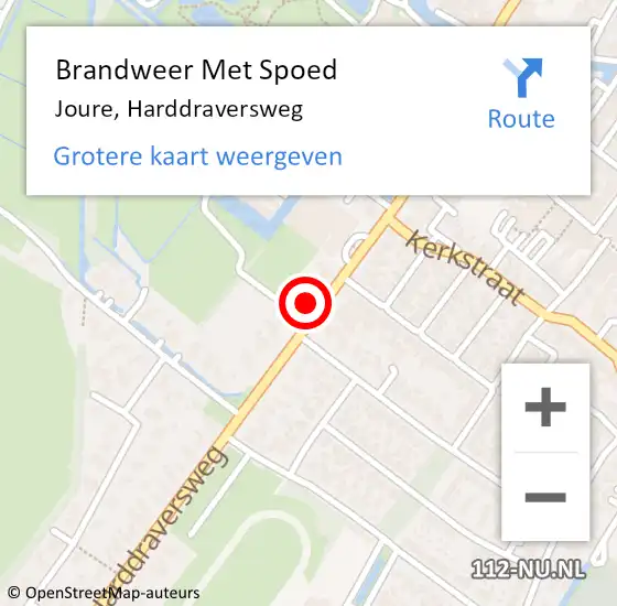 Locatie op kaart van de 112 melding: Brandweer Met Spoed Naar Joure, Harddraversweg op 25 februari 2022 18:28