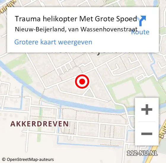 Locatie op kaart van de 112 melding: Trauma helikopter Met Grote Spoed Naar Nieuw-Beijerland, van Wassenhovenstraat op 25 februari 2022 18:41