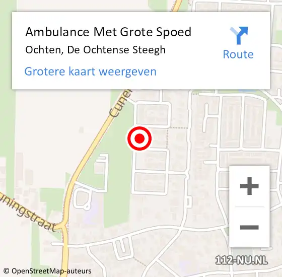 Locatie op kaart van de 112 melding: Ambulance Met Grote Spoed Naar Ochten, De Ochtense Steegh op 25 februari 2022 18:52