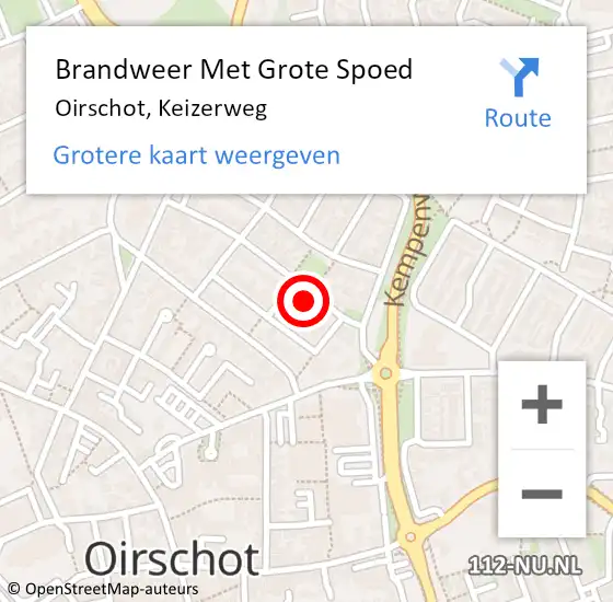 Locatie op kaart van de 112 melding: Brandweer Met Grote Spoed Naar Oirschot, Keizerweg op 25 februari 2022 19:07