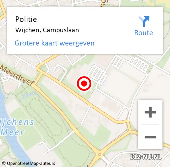 Locatie op kaart van de 112 melding: Politie Wijchen, Campuslaan op 25 februari 2022 19:32