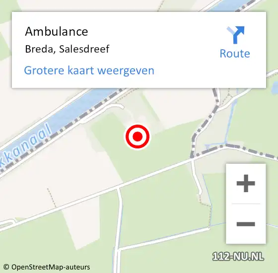 Locatie op kaart van de 112 melding: Ambulance Breda, Salesdreef op 25 februari 2022 19:37