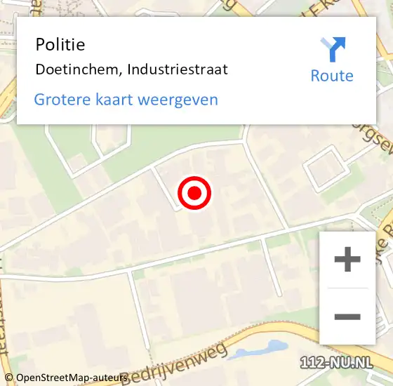 Locatie op kaart van de 112 melding: Politie Doetinchem, Industriestraat op 25 februari 2022 19:50