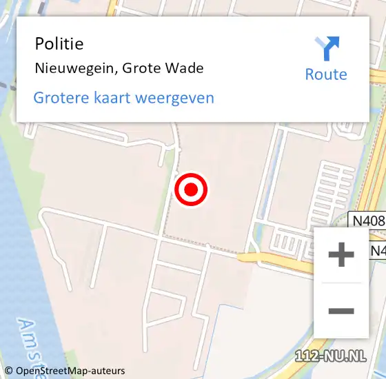 Locatie op kaart van de 112 melding: Politie Nieuwegein, Grote Wade op 25 februari 2022 19:53