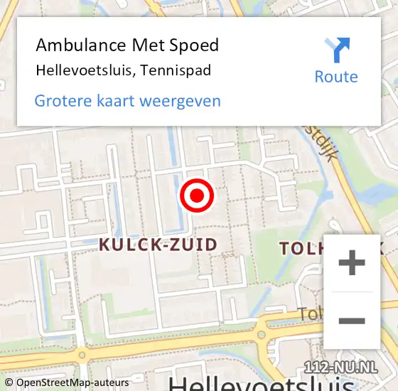 Locatie op kaart van de 112 melding: Ambulance Met Spoed Naar Hellevoetsluis, Tennispad op 25 februari 2022 20:13