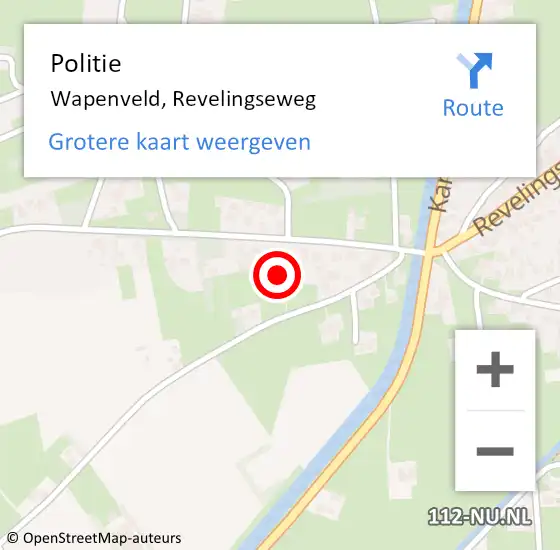 Locatie op kaart van de 112 melding: Politie Wapenveld, Revelingseweg op 25 februari 2022 20:17