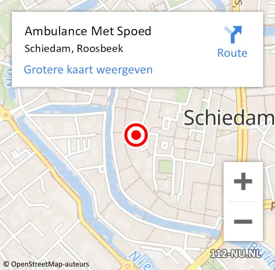 Locatie op kaart van de 112 melding: Ambulance Met Spoed Naar Schiedam, Roosbeek op 25 februari 2022 20:33