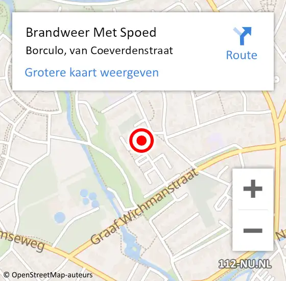 Locatie op kaart van de 112 melding: Brandweer Met Spoed Naar Borculo, van Coeverdenstraat op 25 februari 2022 20:42