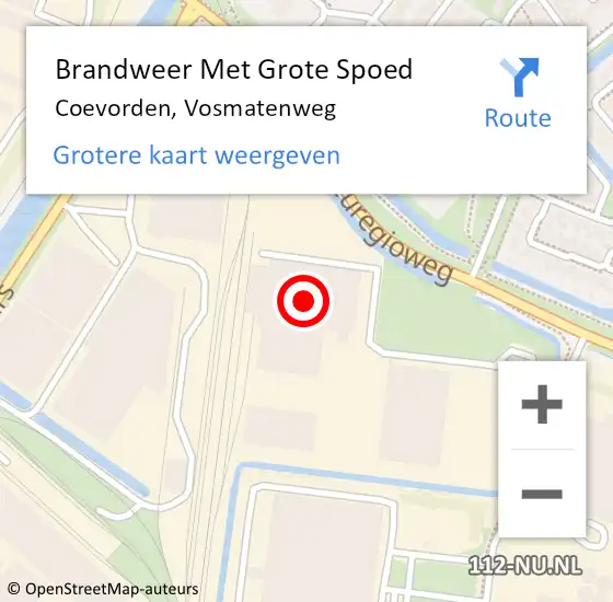 Locatie op kaart van de 112 melding: Brandweer Met Grote Spoed Naar Coevorden, Vosmatenweg op 25 februari 2022 20:43