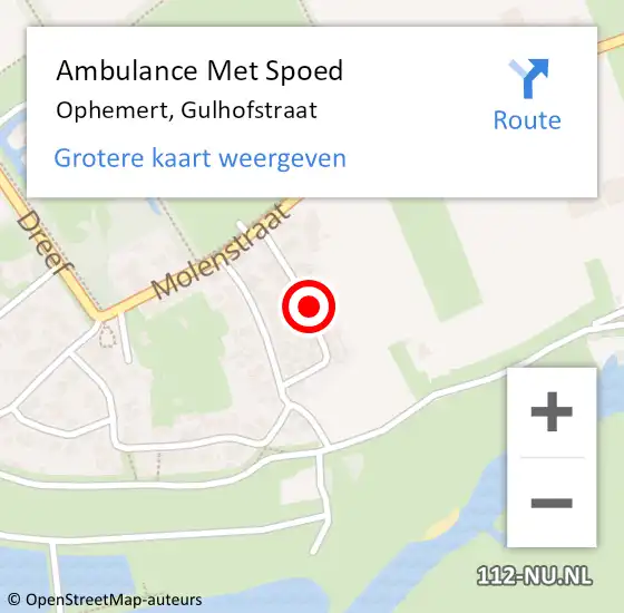 Locatie op kaart van de 112 melding: Ambulance Met Spoed Naar Ophemert, Gulhofstraat op 25 februari 2022 20:55