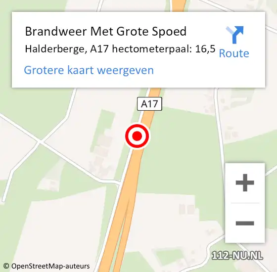 Locatie op kaart van de 112 melding: Brandweer Met Grote Spoed Naar Halderberge, A17 hectometerpaal: 16,5 op 25 februari 2022 21:00