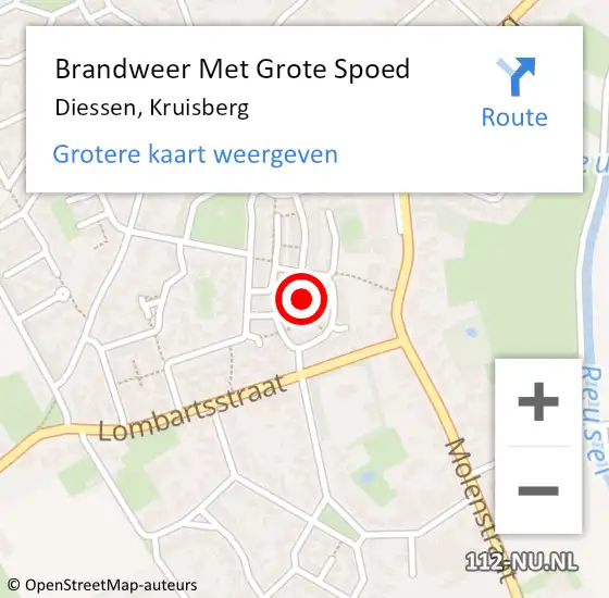 Locatie op kaart van de 112 melding: Brandweer Met Grote Spoed Naar Diessen, Kruisberg op 25 februari 2022 21:03