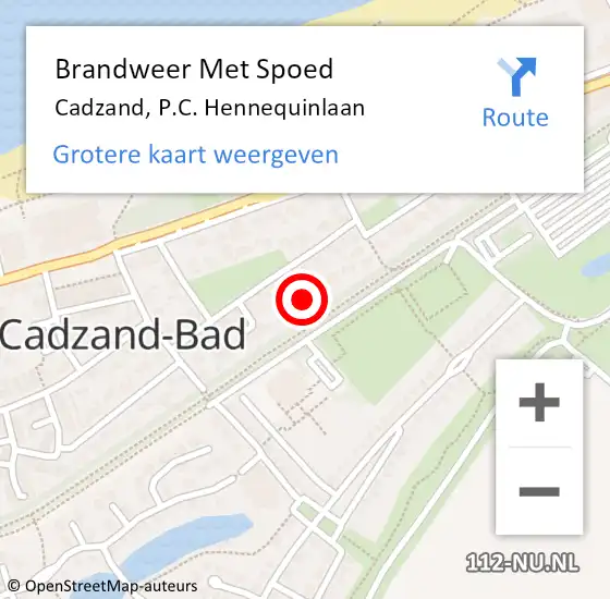 Locatie op kaart van de 112 melding: Brandweer Met Spoed Naar Cadzand, P.C. Hennequinlaan op 9 juli 2014 15:22