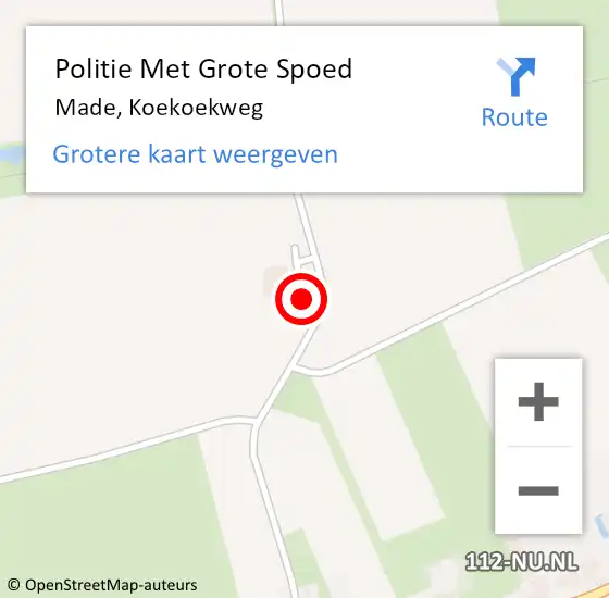 Locatie op kaart van de 112 melding: Politie Met Grote Spoed Naar Made, Koekoekweg op 25 februari 2022 21:59