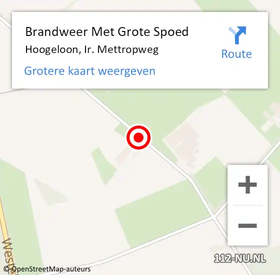 Locatie op kaart van de 112 melding: Brandweer Met Grote Spoed Naar Hoogeloon, Ir. Mettropweg op 25 februari 2022 22:01