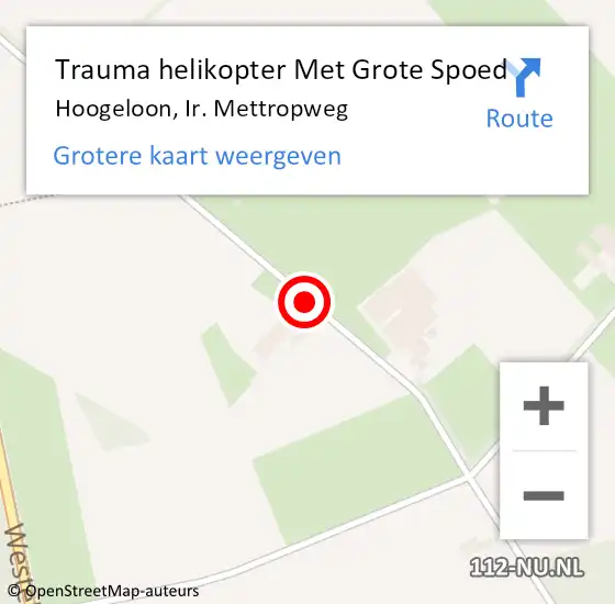 Locatie op kaart van de 112 melding: Trauma helikopter Met Grote Spoed Naar Hoogeloon, Ir. Mettropweg op 25 februari 2022 22:02