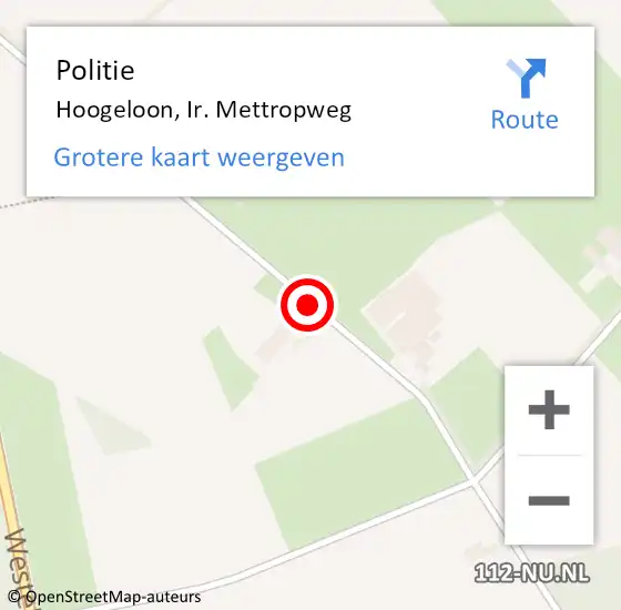Locatie op kaart van de 112 melding: Politie Hoogeloon, Ir. Mettropweg op 25 februari 2022 22:06