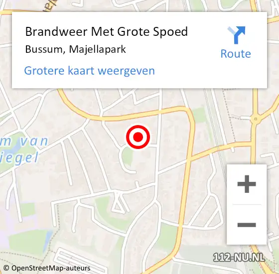 Locatie op kaart van de 112 melding: Brandweer Met Grote Spoed Naar Bussum, Majellapark op 25 februari 2022 22:30