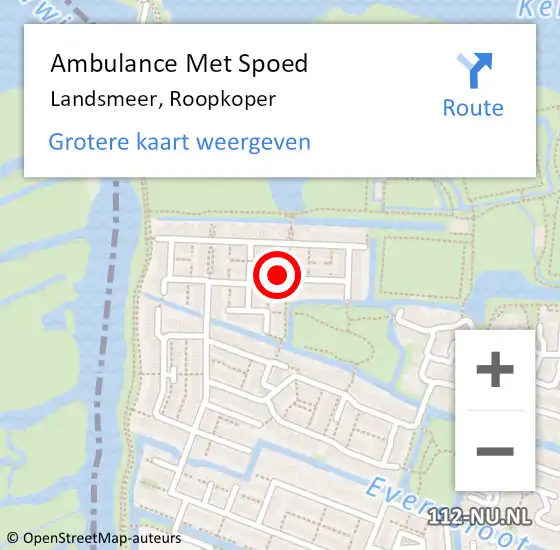 Locatie op kaart van de 112 melding: Ambulance Met Spoed Naar Landsmeer, Roopkoper op 25 februari 2022 22:32