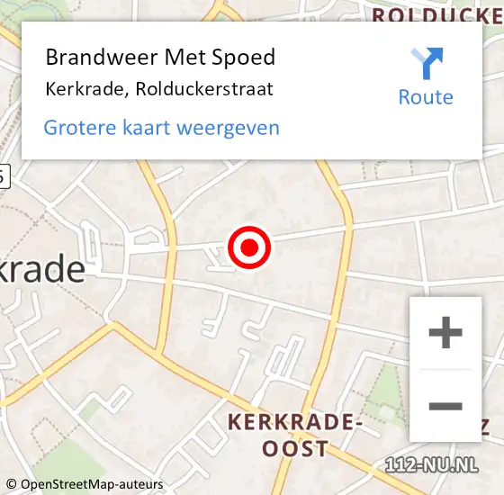 Locatie op kaart van de 112 melding: Brandweer Met Spoed Naar Kerkrade, Rolduckerstraat op 25 februari 2022 23:00